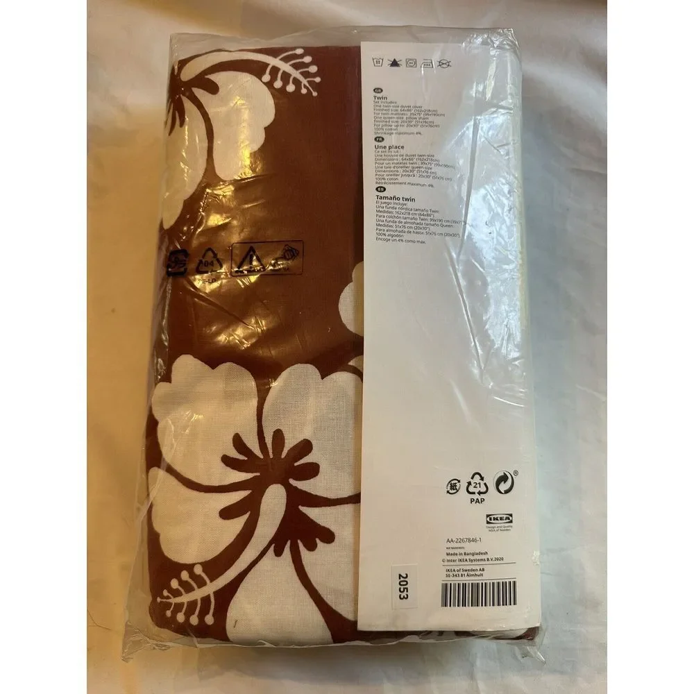 Ikea Salepsrot Duvet Cover 1 Pillowcase‎ Rust Floral White Red Twin 904.985.47